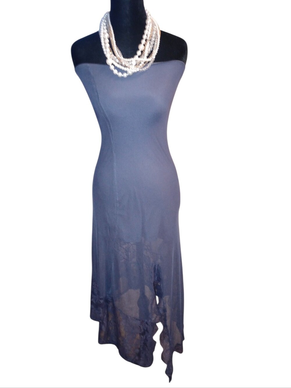 Sincerely Jules Strapless Navy Blue Asymmetric Hem Dress, Beautiful! Size XS NWT